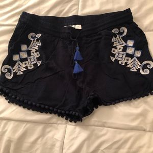 Blue embroidered shorts